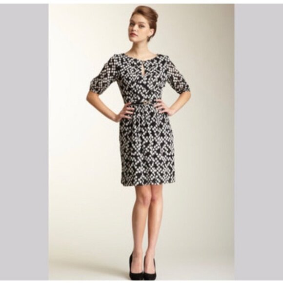 Trina Turk St. Petersburg Silk Dress Black with White Polka Dots NO Belt Size 6 - Picture 1 of 12